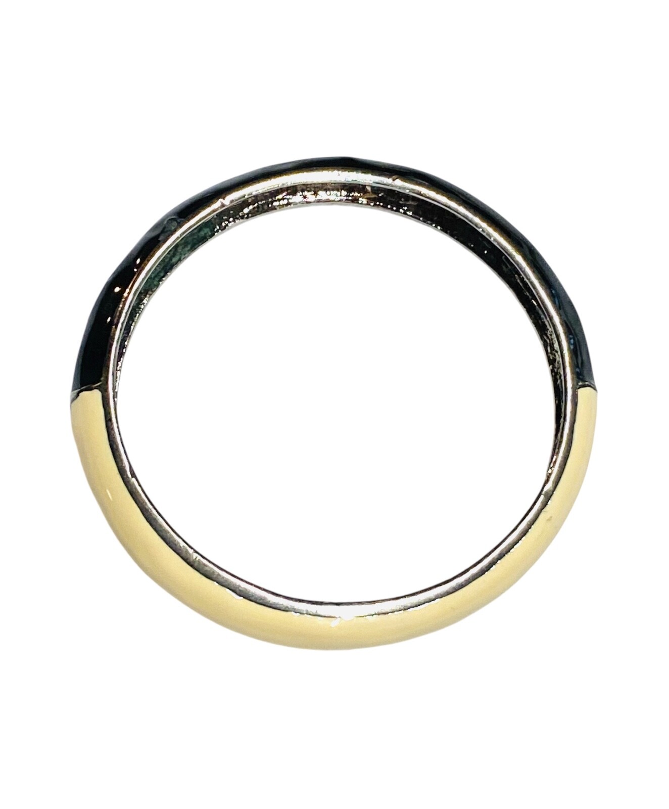 Vintage Black & Cream White Enamel Silver Tone Bangle Hinged Bracelet Clamper