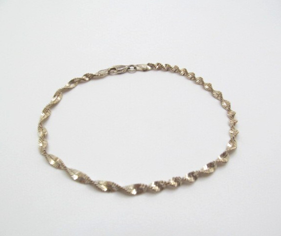Vintage 925 Sterling Silver Italy Twist Cage 3.75mm Chain Bracelet 8.5 In