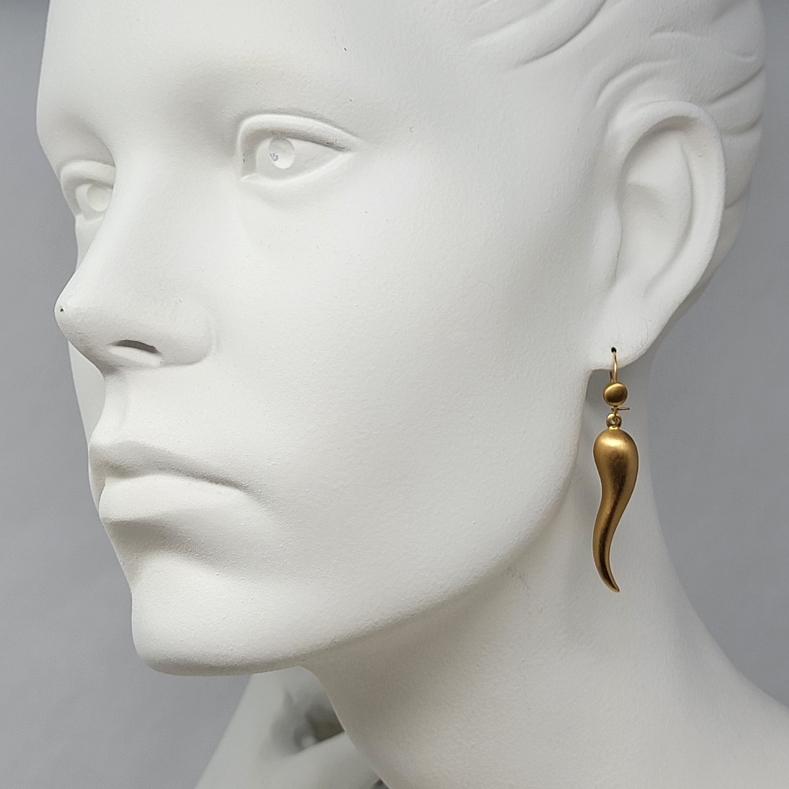 Vintage 14K Gold Filled Italian Cornicello Earrings Horn Amulet Jewelry