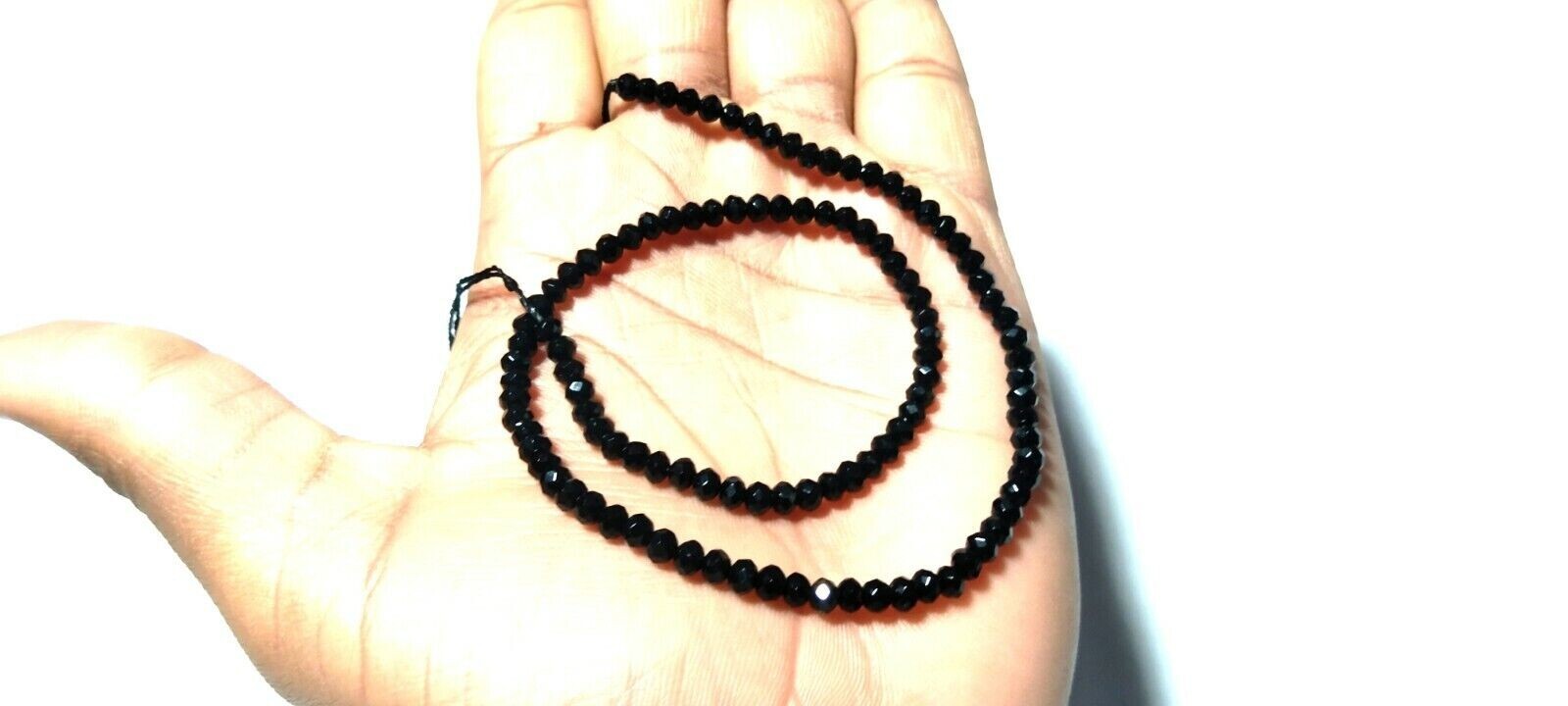 Black Onyx Rondelle Faceted 4×4.5mm Loose Gemstone Beads 18″Inch 1 Necklace