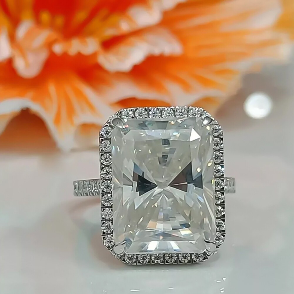 3.95 Ct Certified Radiant Cut Solitaire White Diamond 925 Sterling Silver Ring