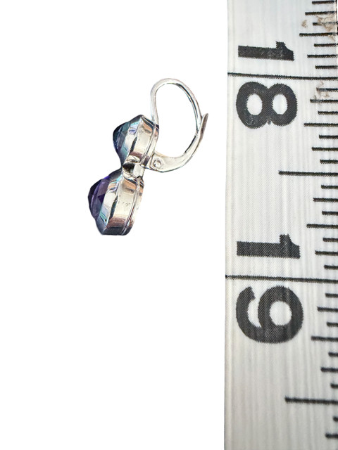 Tiffany & Co. 18k White Gold Double Drop Iolite and Amethyst Earrings