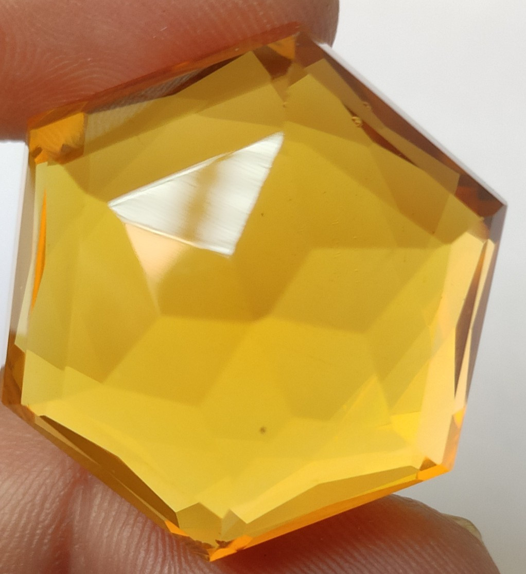 97.70 Ct. Large Yellow Citrine Hexagon Cut Loose Gemstone Engagement for Gift