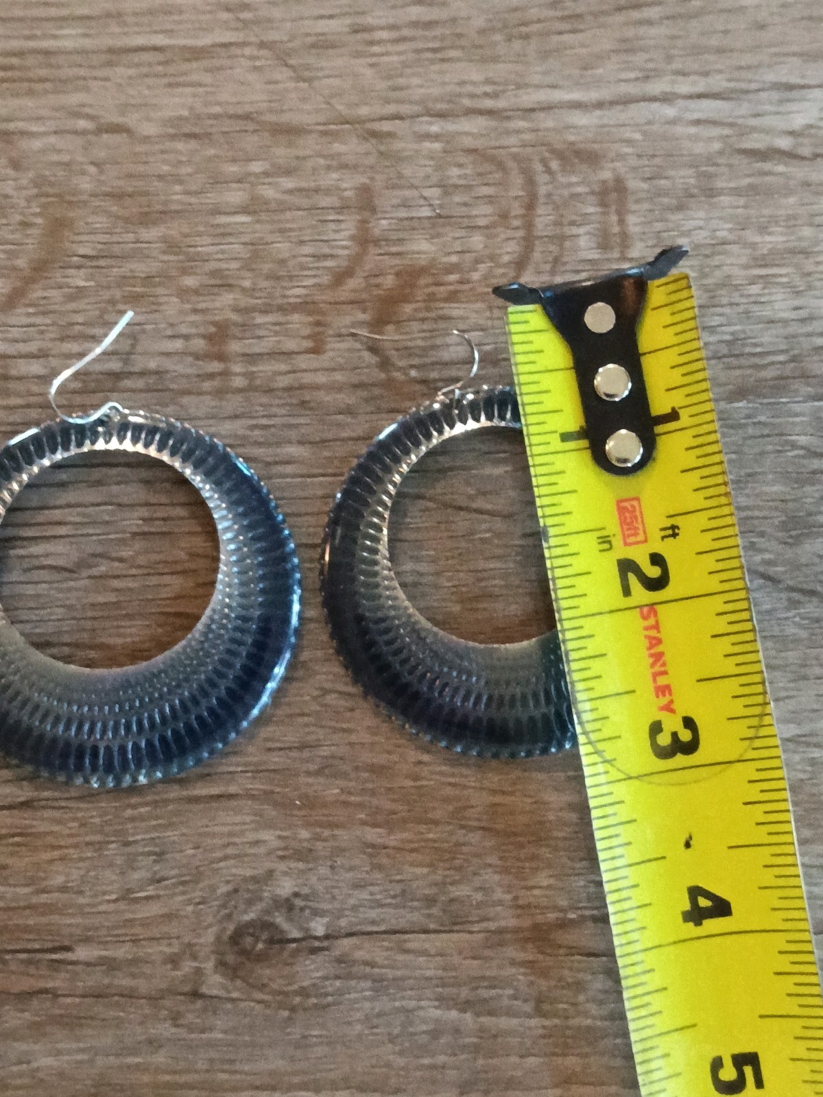 Charcoal Gray Large Dangle Drop Hoop Earrings Hook Back Pierced Women’s Jewelry
