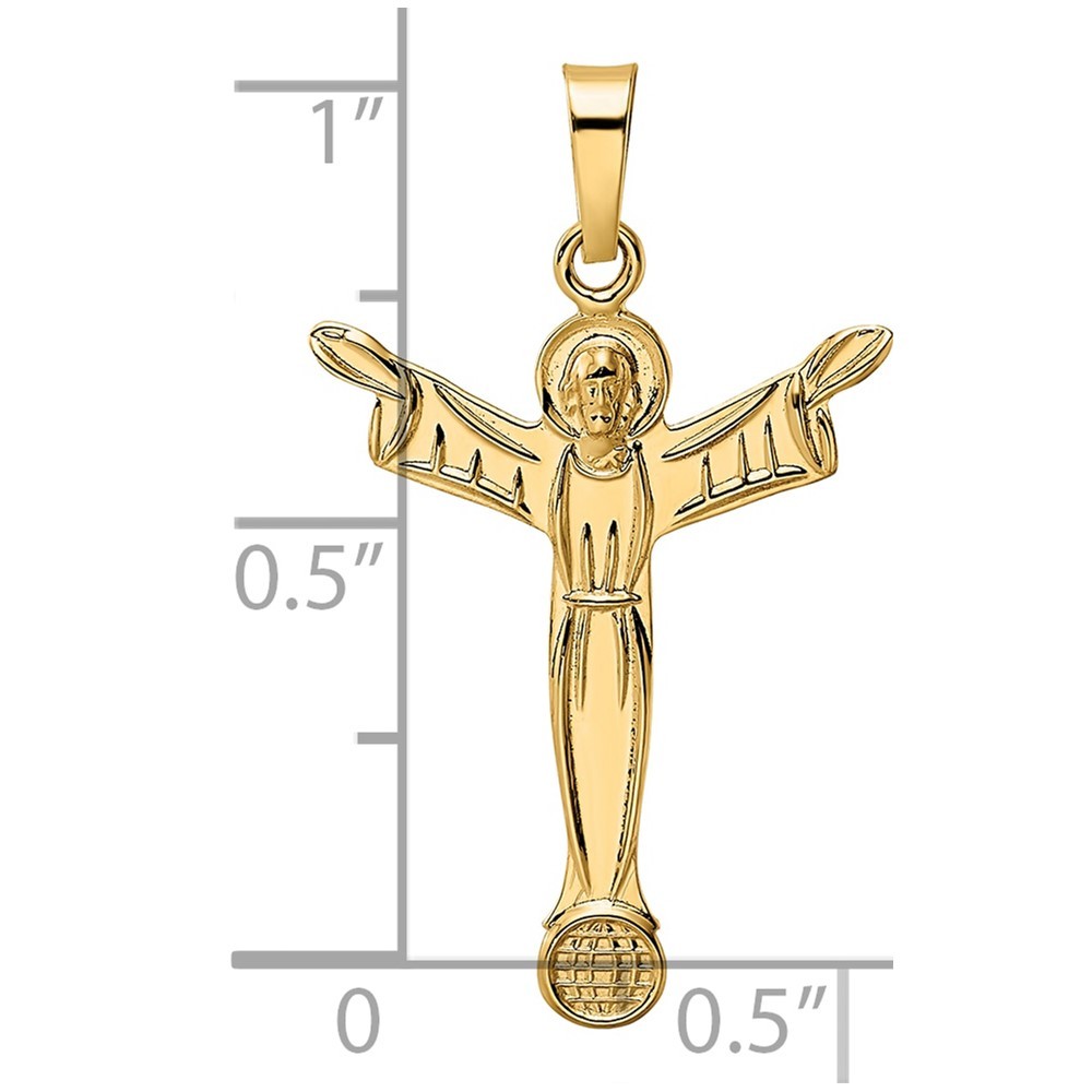 14k Yellow Gold Polished Solid Risen Christ Charm Pendant 0.58gm W 17.4mm