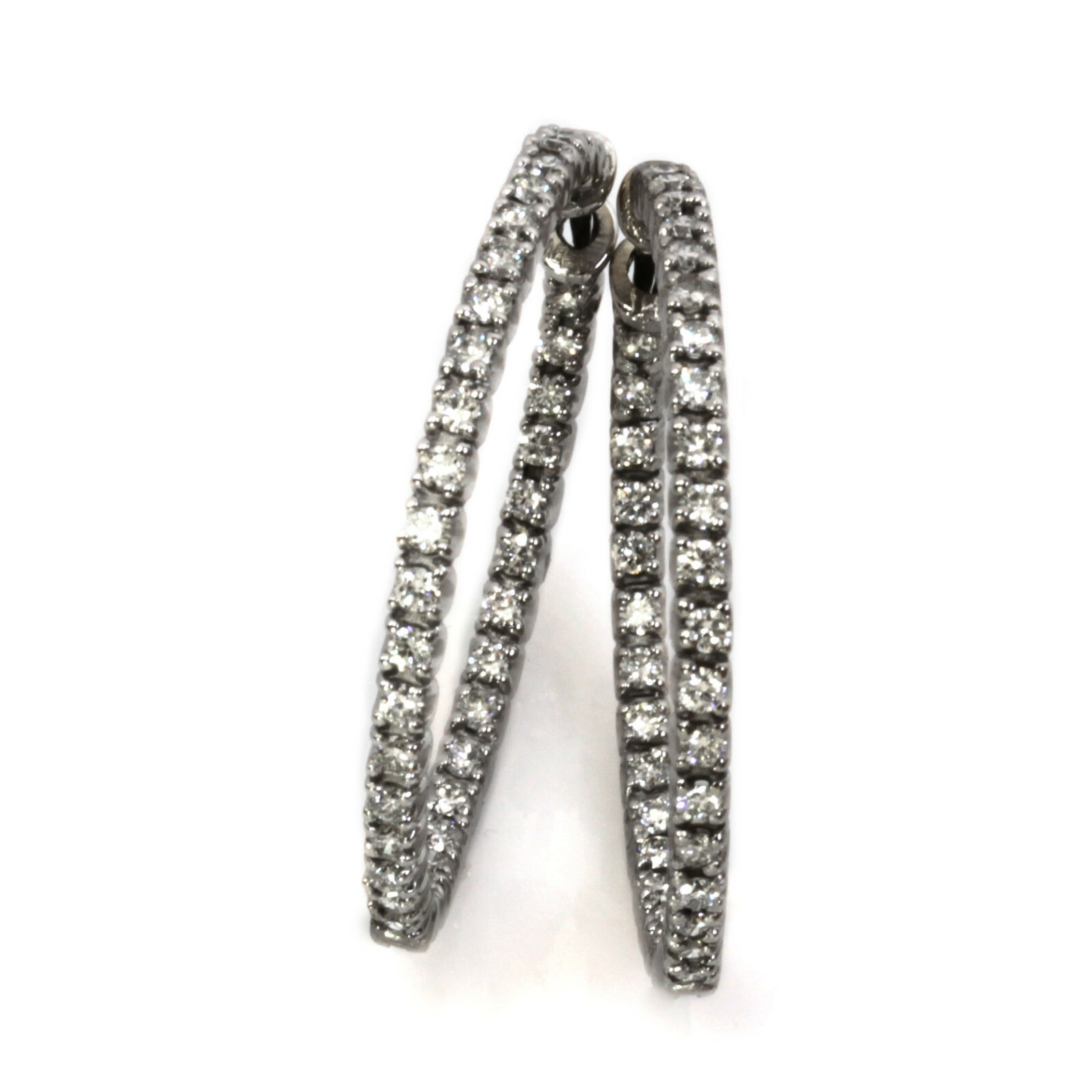 1.5 ctw Natural Diamond Solid 14k Yellow Gold Inside Out Hoop Earrings 1.38 In
