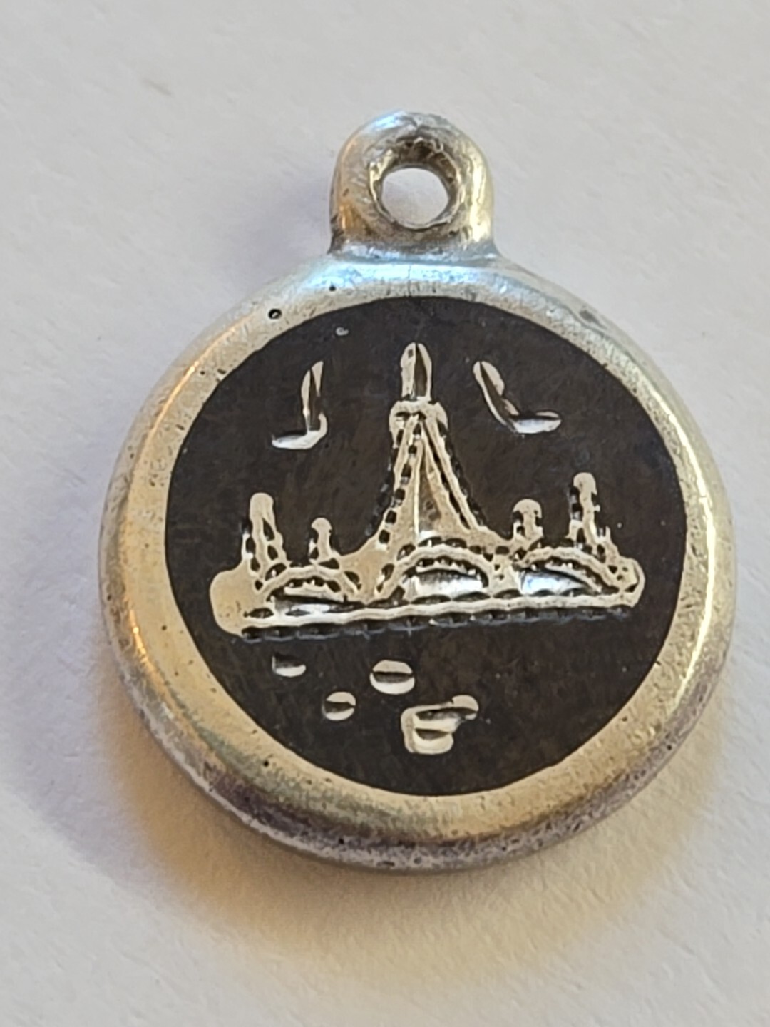 Sterling Silver ~ TAJ MAHAL Charm ~ ENAMEL ~ 2 SIDED ~ VINTAGE!