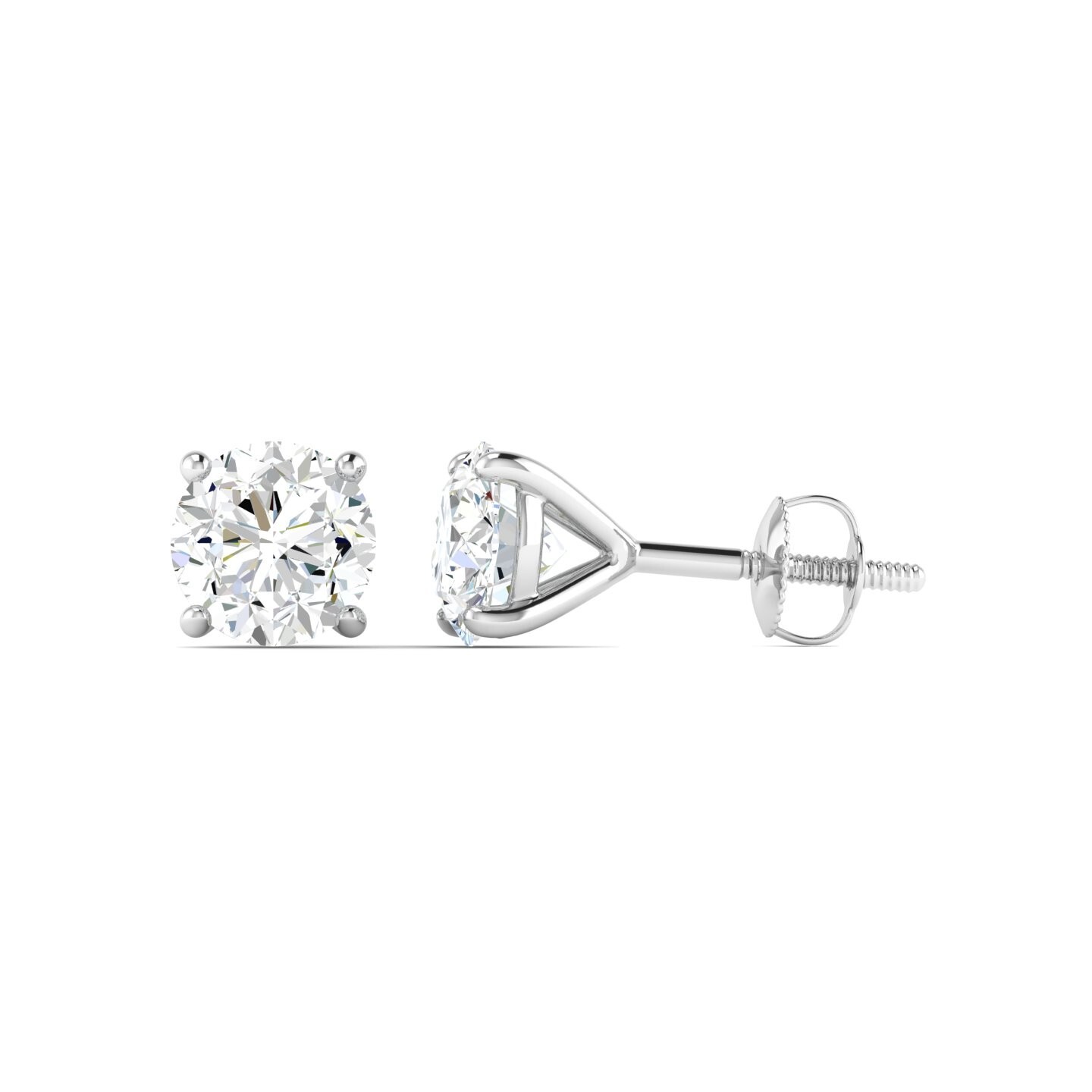 1.00-5.00 CTTW Lab grown diamonds stud Earrings set in 14K White Gold Martini