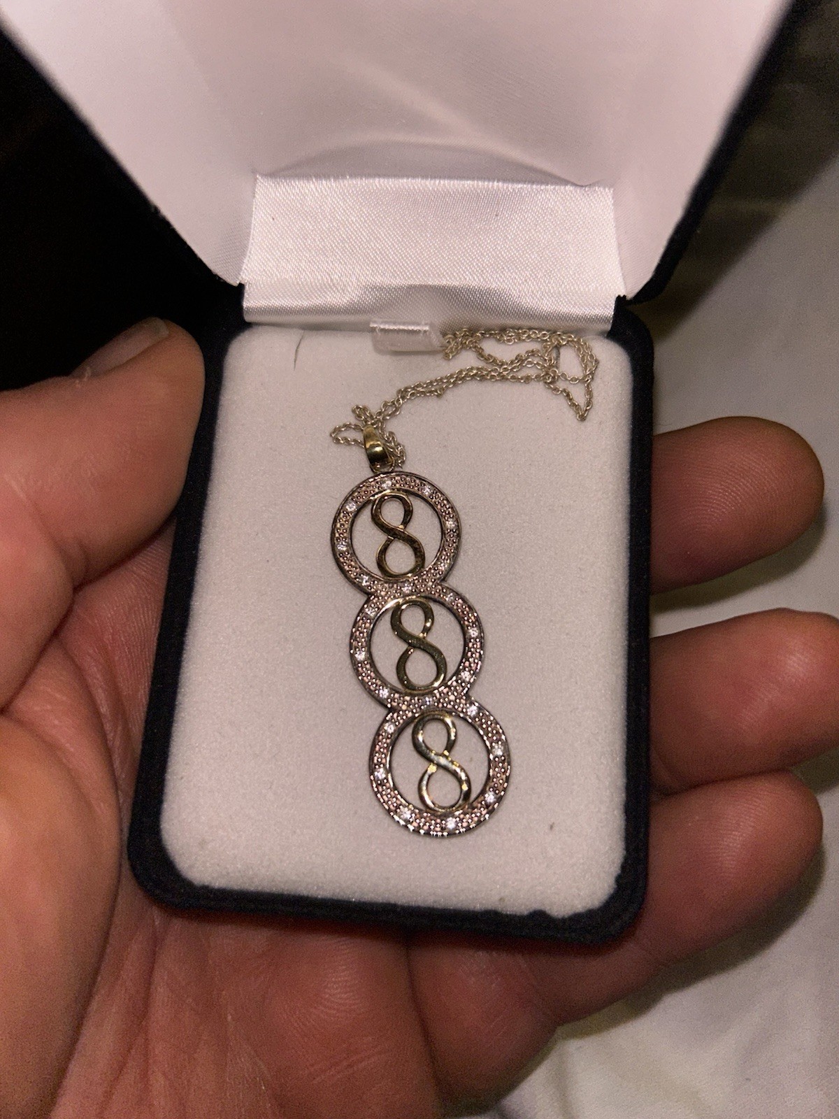 Sterling Silver Infinity Pendant – About 2-3/4 Inches 6.65 Grams 925 w/ chain