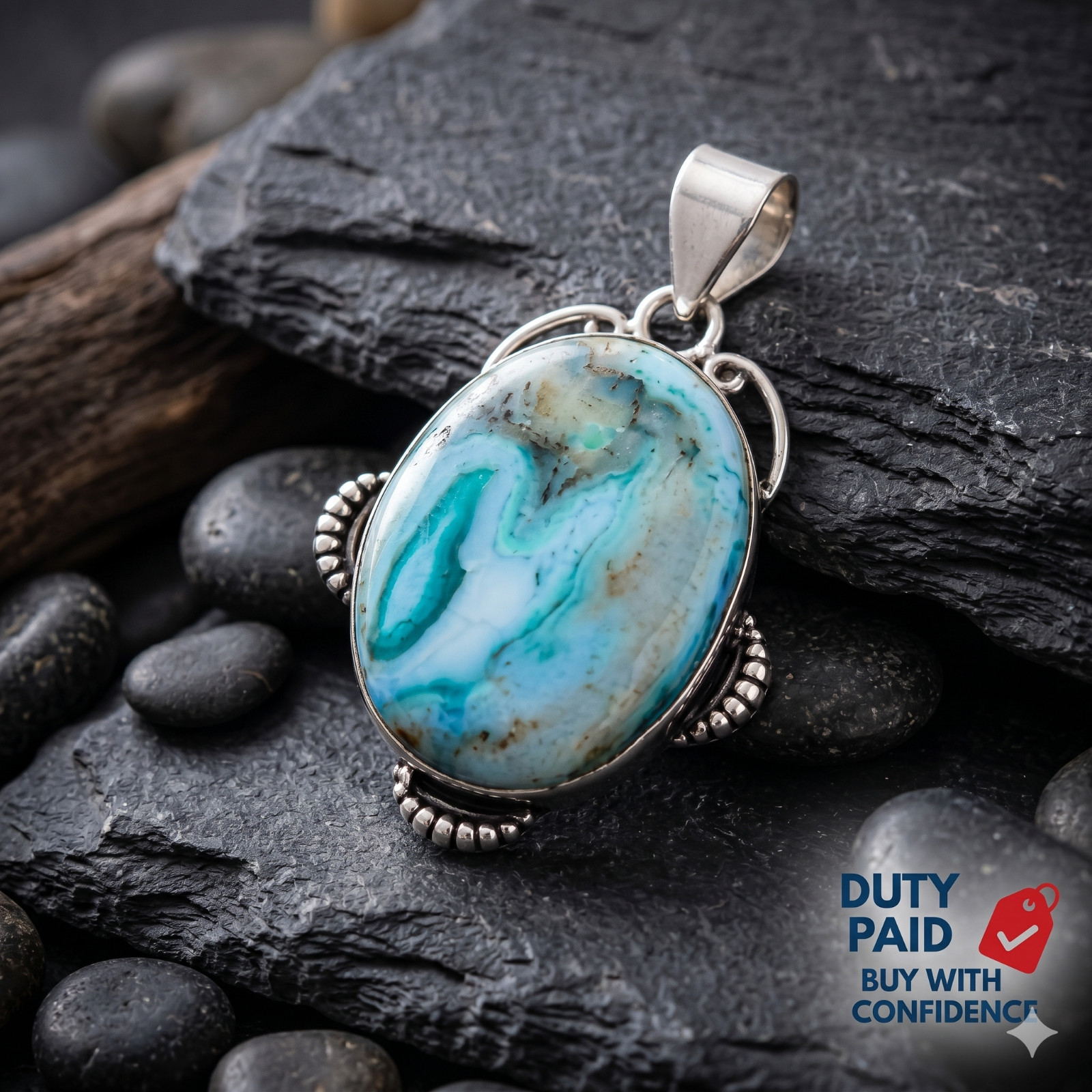 Silver Finish Genuine Agate Artisan Birthday Wedding Anniversary Pendant Jewelry