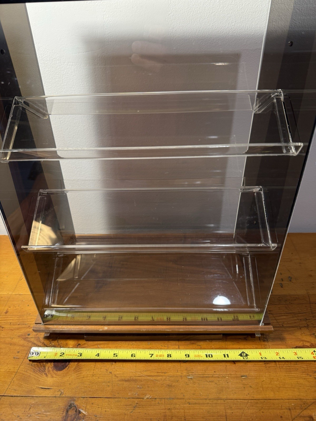 Vtg Krementz Countertop Jewelry Display Case Spinning Wood & Acrylic~GREAT