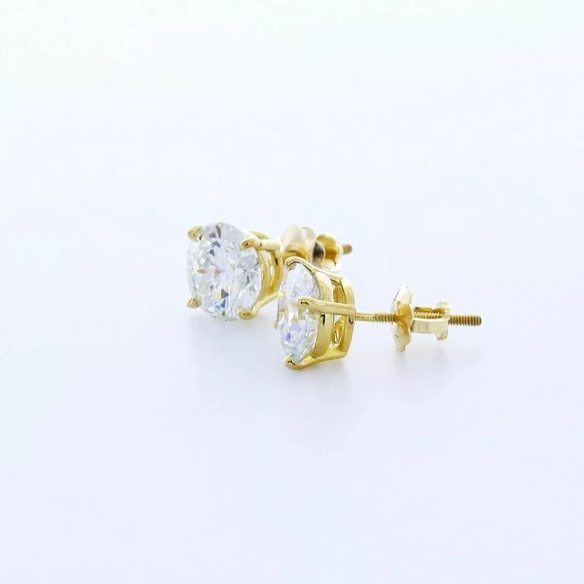Solid 14K White Gold Stud Earrings Classic 3.01 CT Round Natural Diamond F VS2