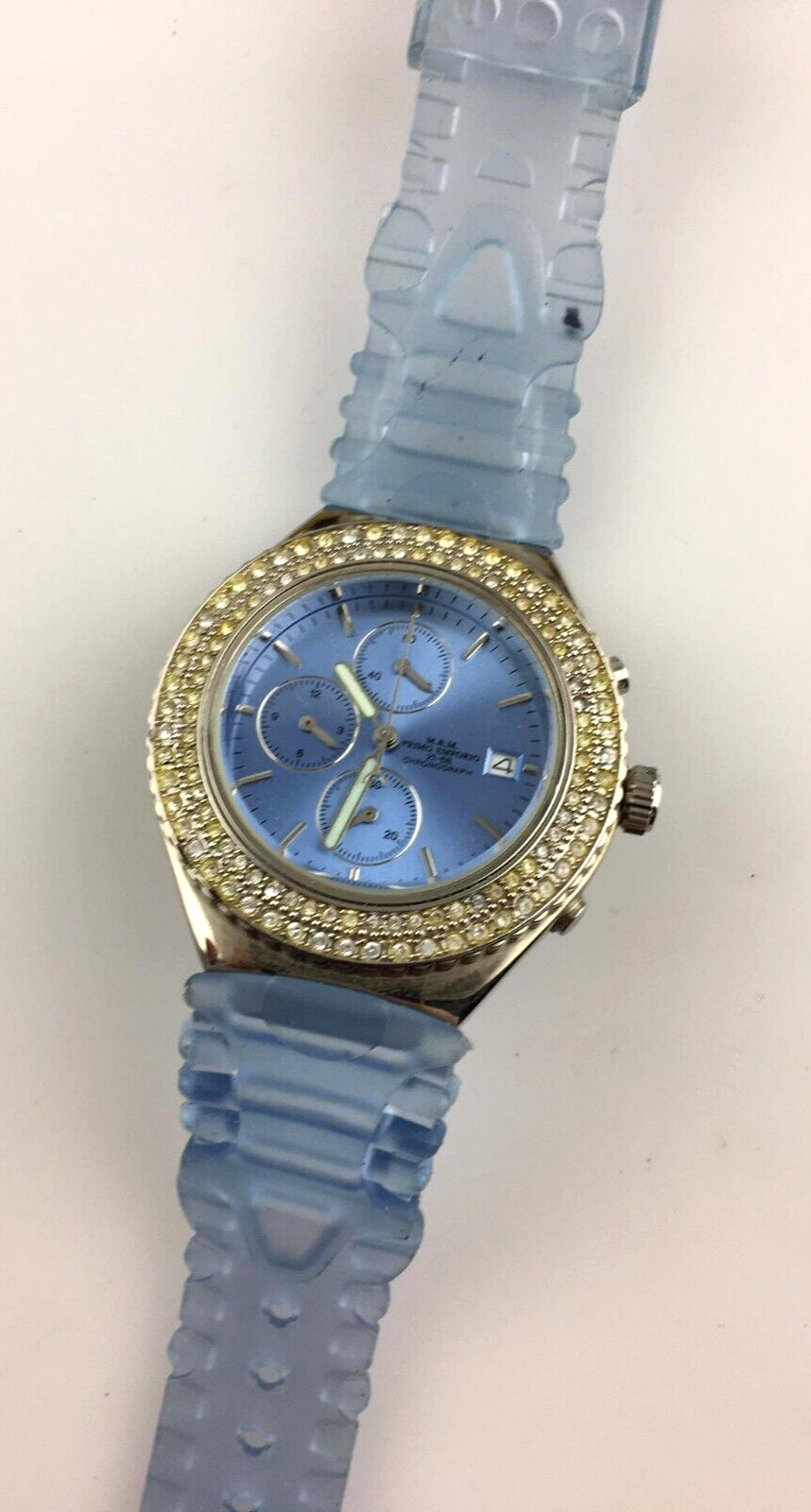 Watch M&M First Emporio Chrono Quartz Women 41mm Rhinestone Button To Fix