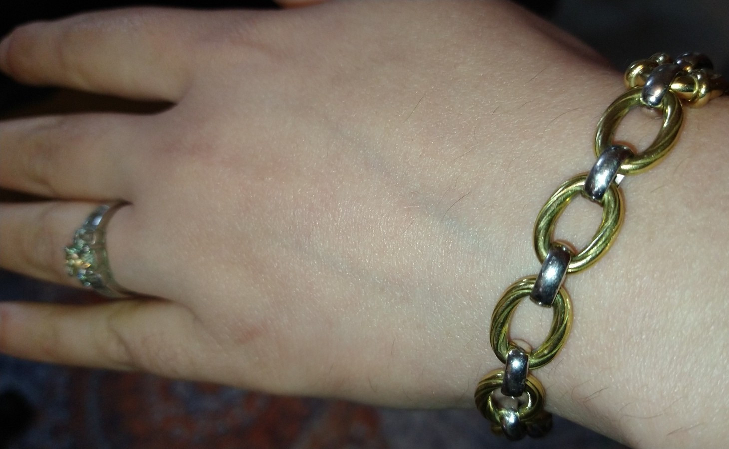 18k white and yellow gold Italian 10.8mm bracelet 20.42 grams – 7.25″