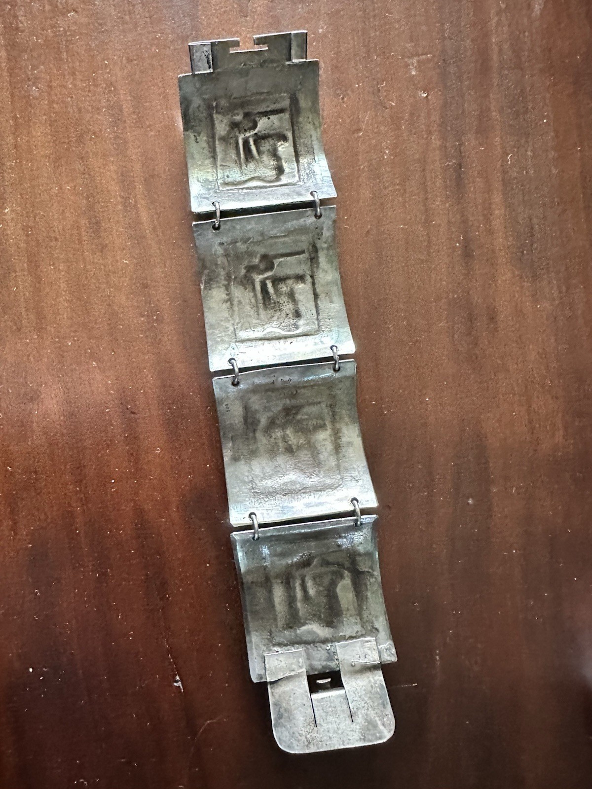 Vintage Heavy Peru 900 Silver Storyteller Panel Bracelet 121.6 gram Inca Deities