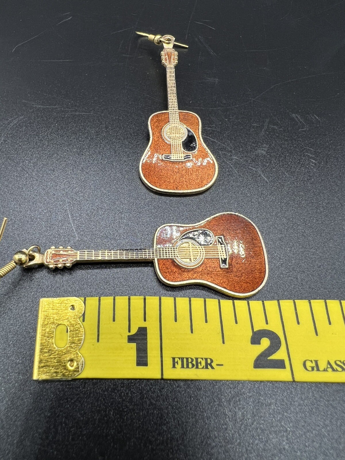 Future Primitive Cloisonne Martin Acoustic Guitar Earrings Rare!