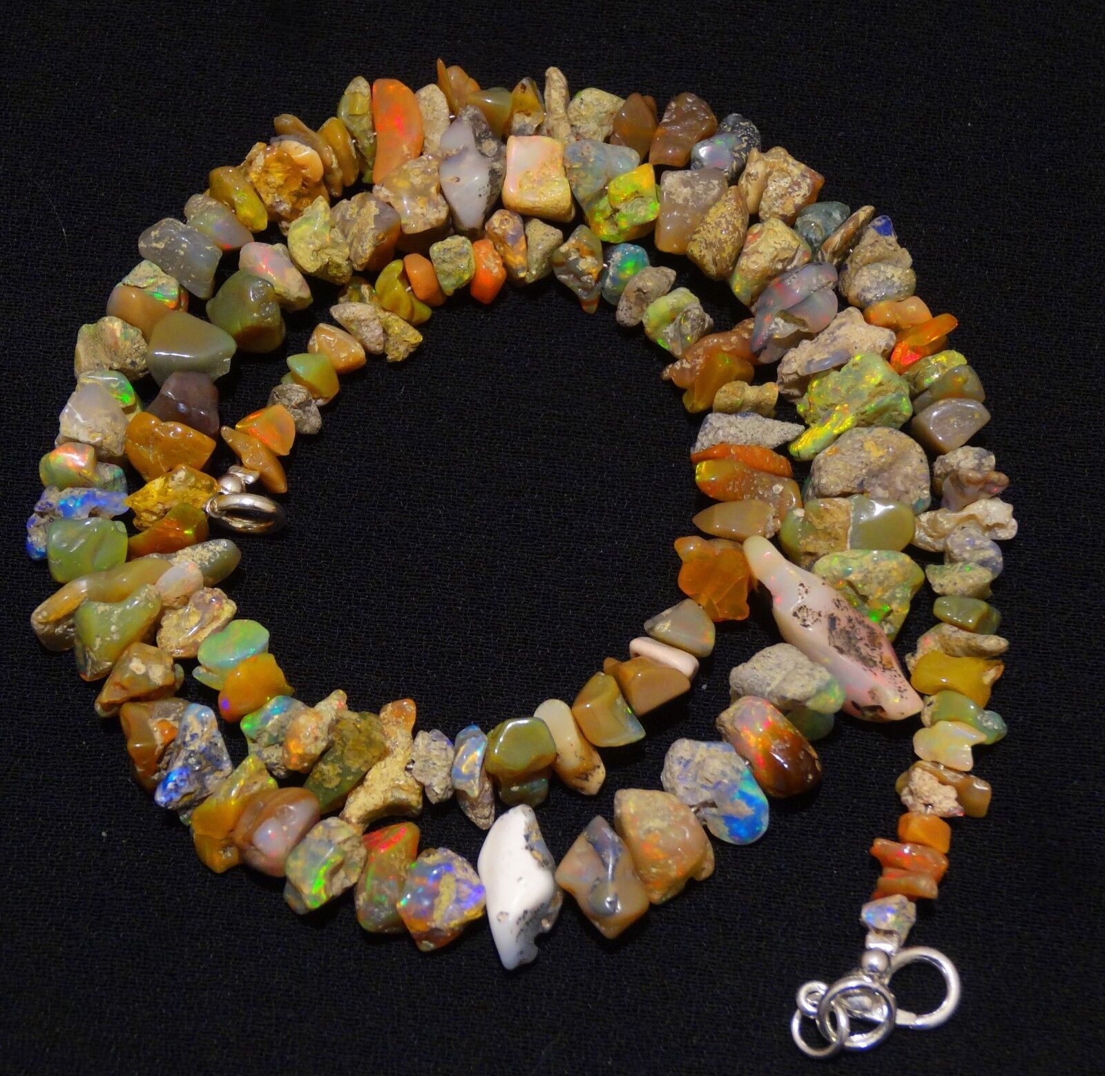 Natural Gem Ethiopian Welo Opal 4 to 10MM Approx. Uncut Beads Necklace 18″
