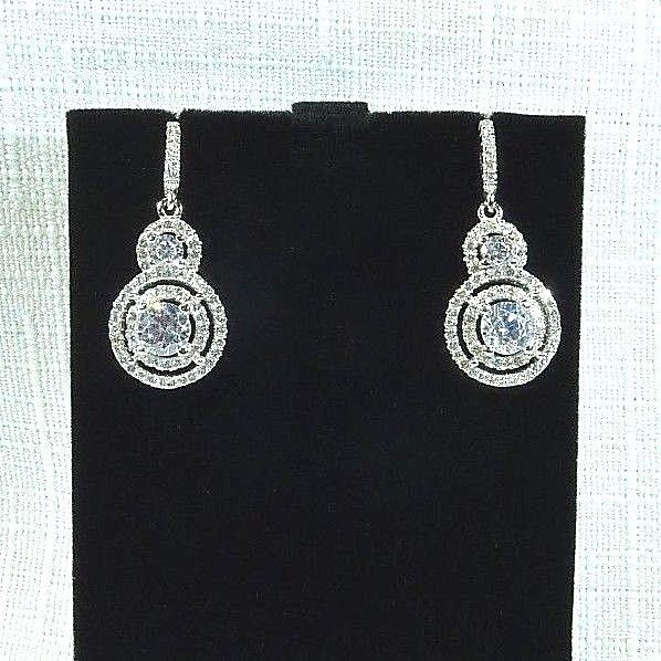 4.95ct White Cubic Zirconia Sterling Silver Double Halo Earrings