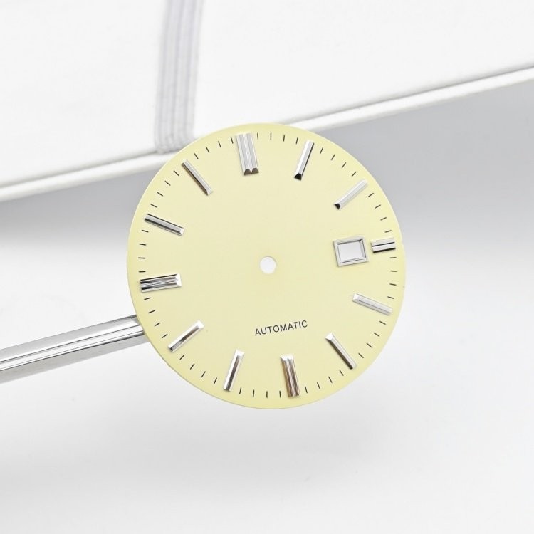 35mm Vintage Cream Dial 3H Date Stick Indices Fit Automatic Mod