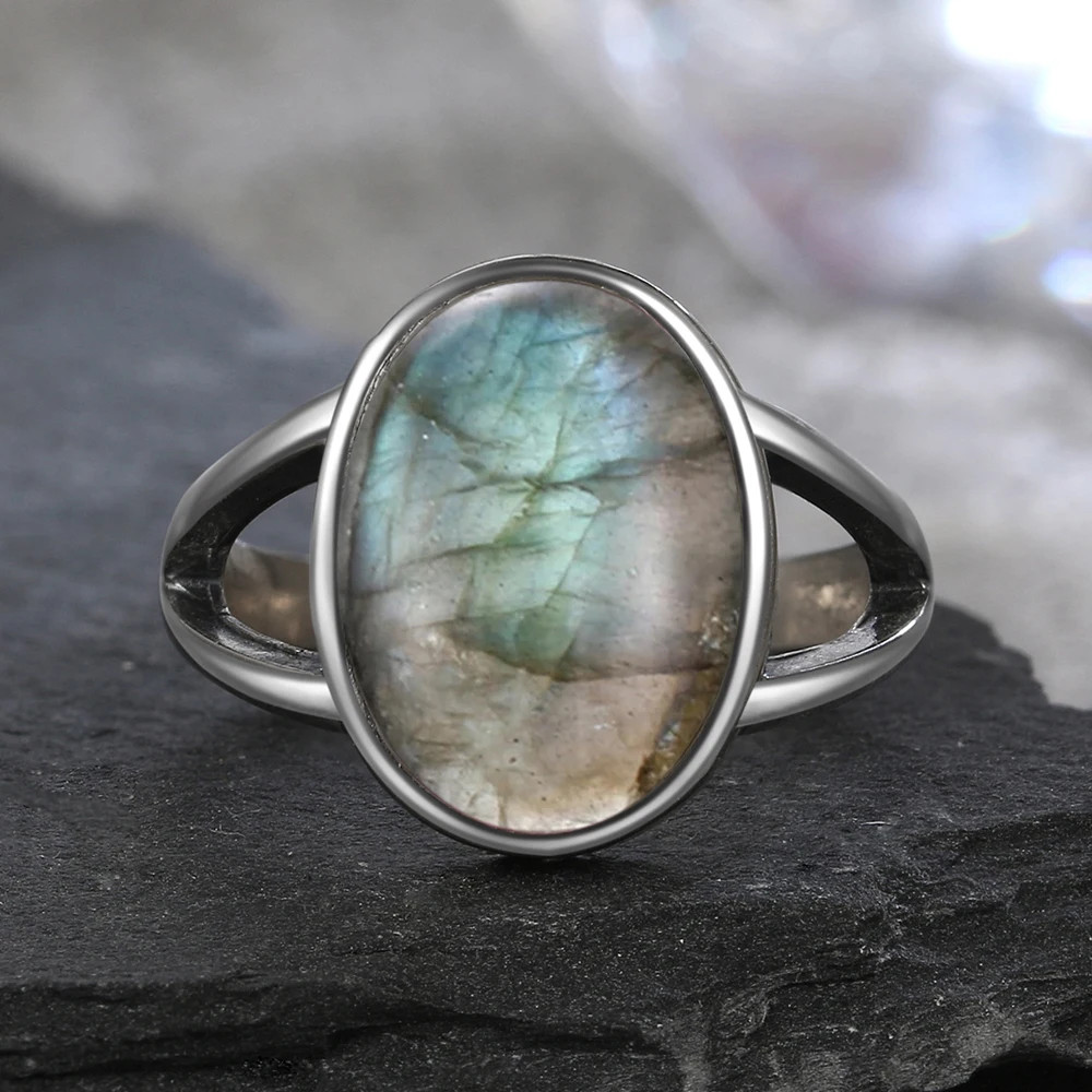 Moonstone Ring Sterling Silver Oval Tension Mount Vintage Wedding Women Jewelry