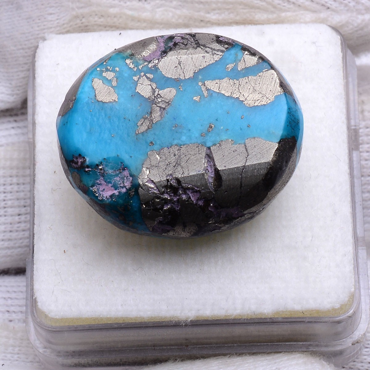 Blue Gold Magic~ 79.00 Cts Natural Persian Turquoise Hi-End Cabochon Gemstone
