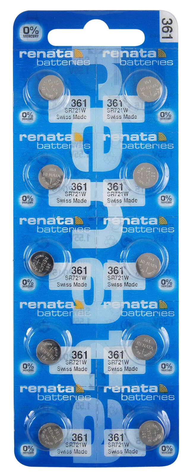 10 Renata 361 Watch Batteries SR721W 0% MERCURY SWISS MADE