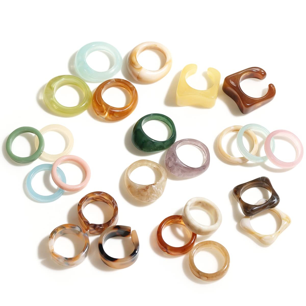 Resin Acrylic Plastic Knuckle Rings for , Chunky Trendy Colorful Stackable Je…