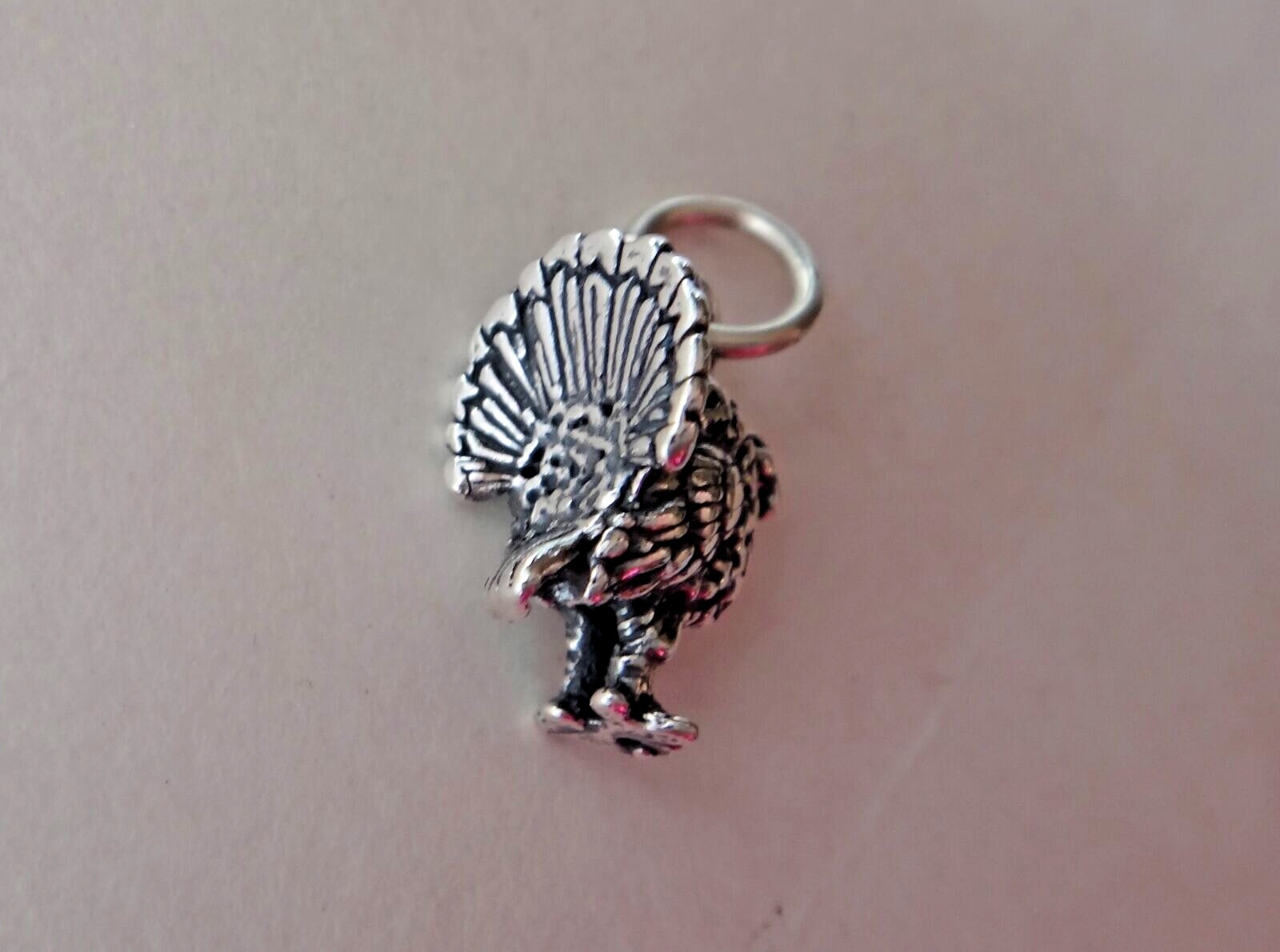 Sterling Silver 3D solid 15x11x8mm Thanksgiving Fall Turkey Charm!