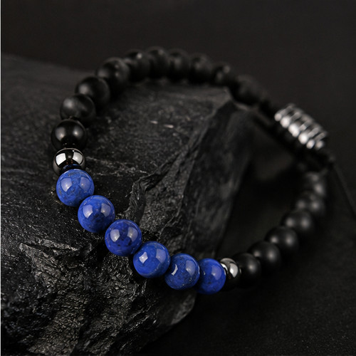 Avon Men’s Stainless Steel Genuine Lapis Bracelet New In Original Box Fast Ship