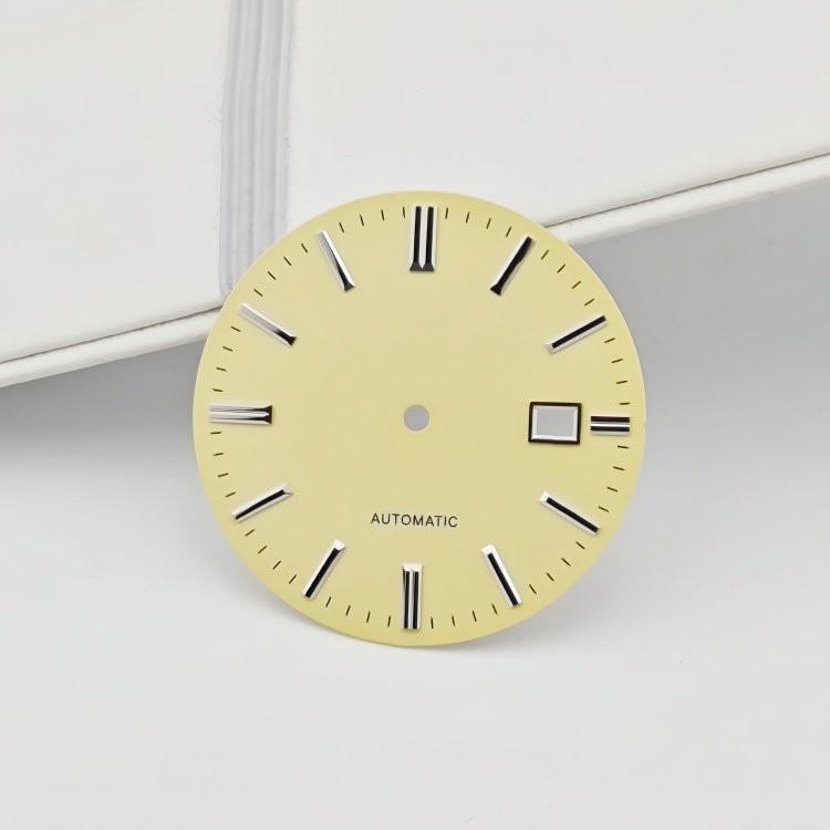 35mm Vintage Cream Dial 3H Date Stick Indices Fit Automatic Mod
