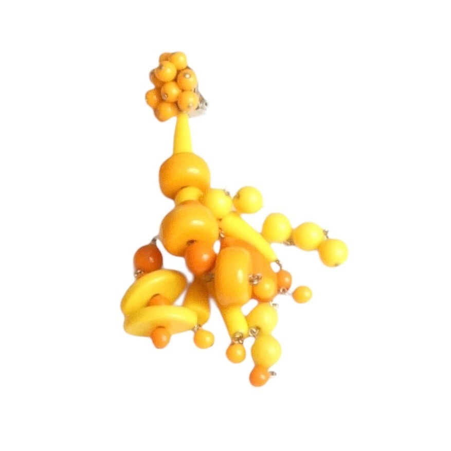 PIERRE CARDIN – 1995 Orange & Yellow Single Acrylic Earring