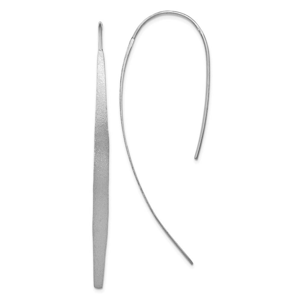 Brushed Curved Bar Threader Earrings in Silver, 55mm (2 1/8 in)