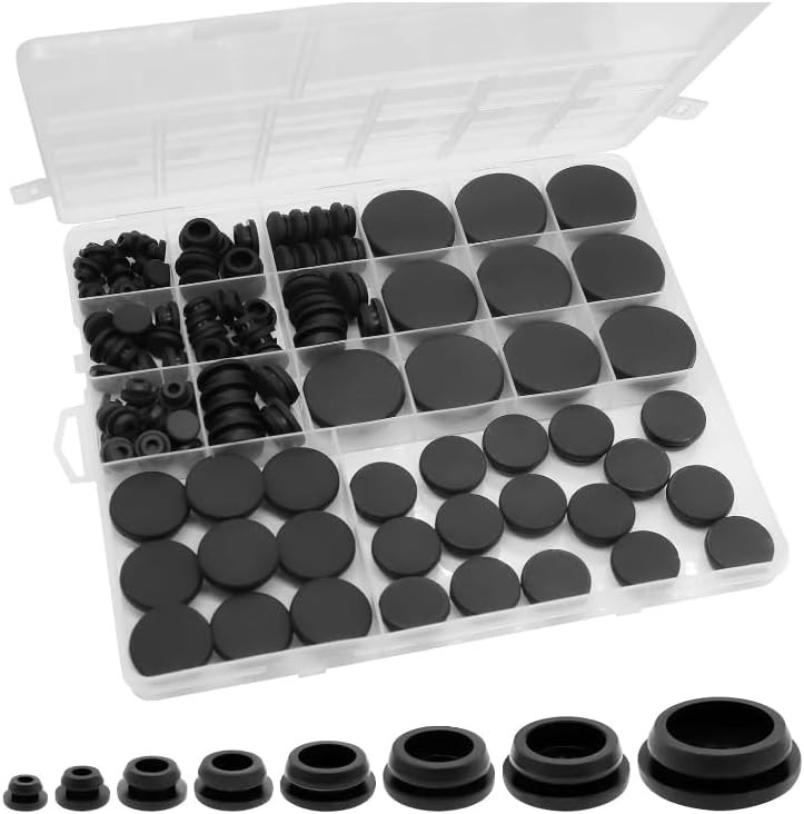 125Pcs Rubber Plugs for Round Holes, Durable and Long Service Life, 8 Sizes Hole