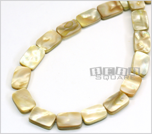 15.5″ Mother of Pearl Shell Flat Rectangle Beads 10mm x 15mm Brown Ivory #23050
