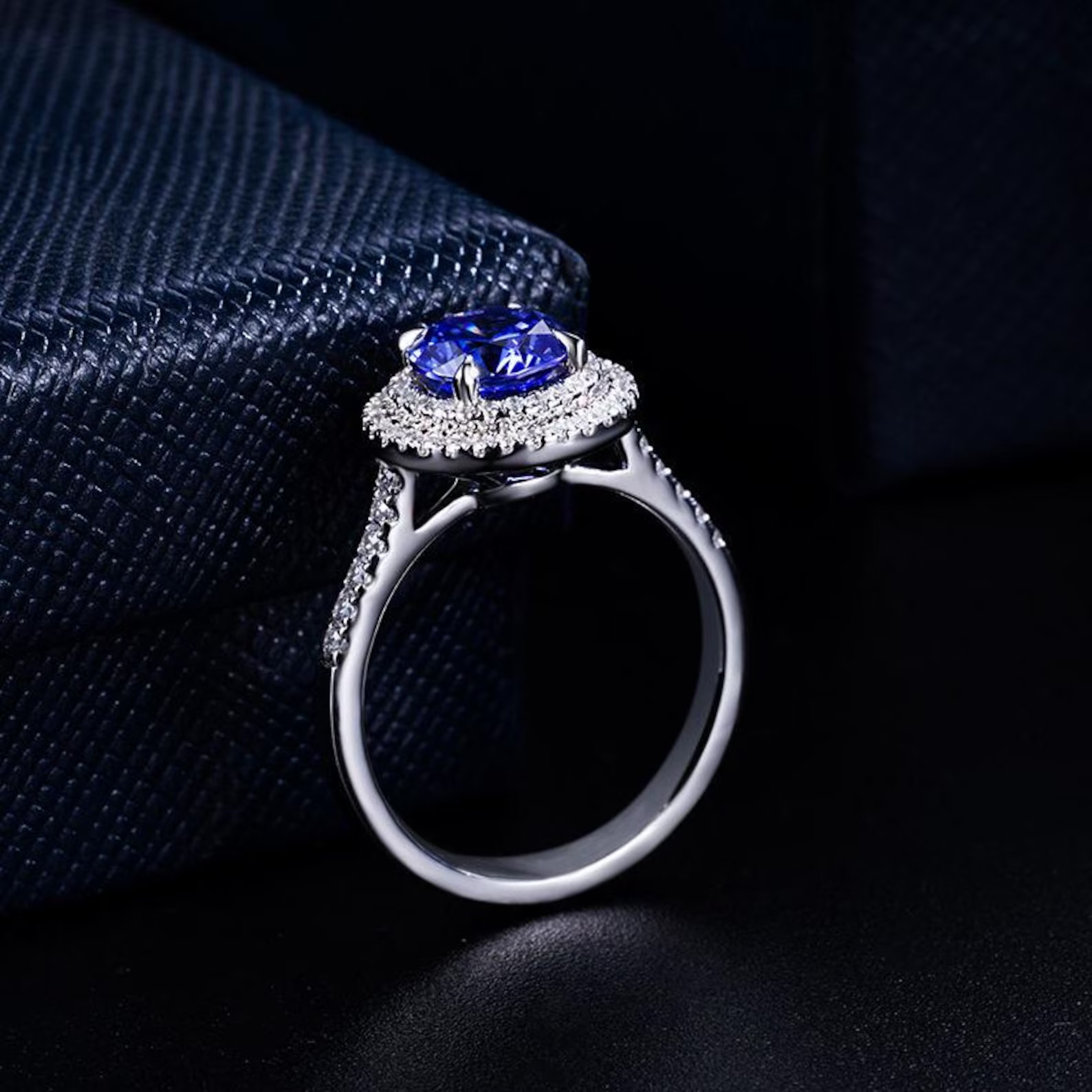 2.50 Ct Round Cut Natural Sapphire Diamond Wedding Ring 14K Solid White Gold 5