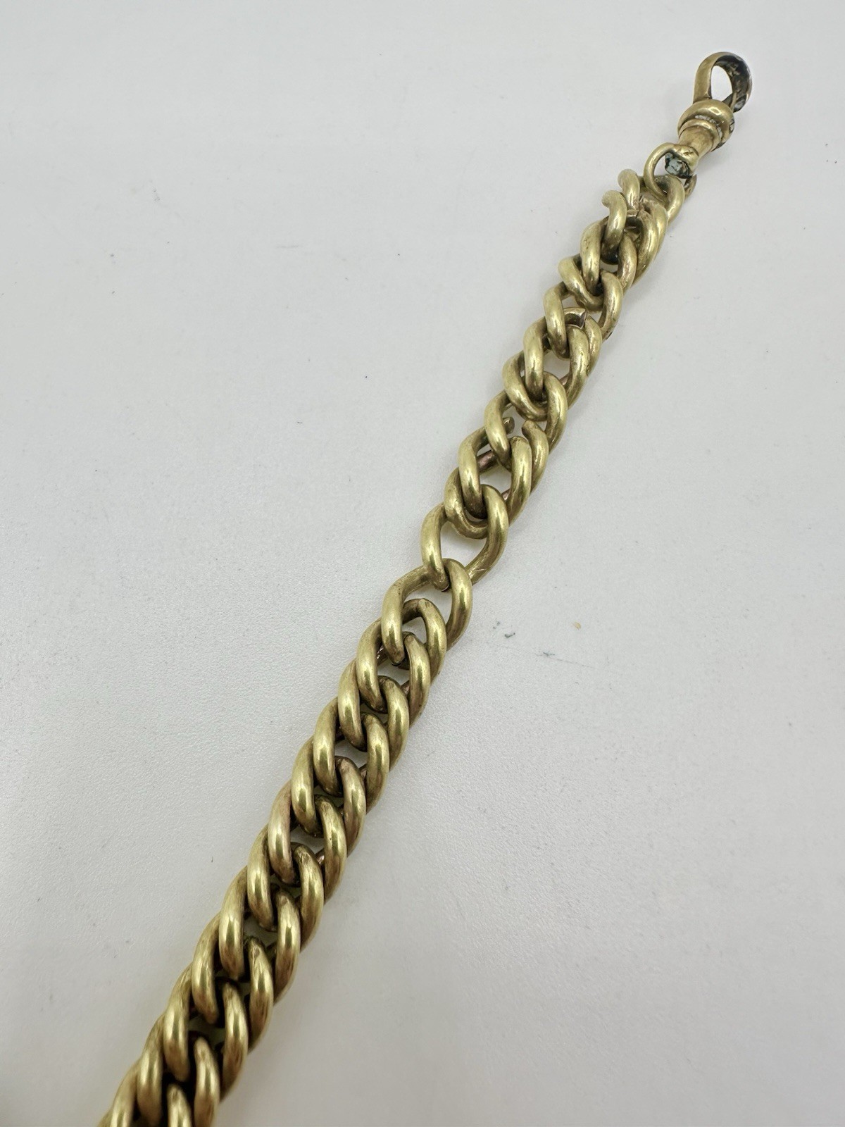 Antique VTG 7-8in Fob Chain Bracelet Cameo Brass? Gold Filled Swivel Clasp Read