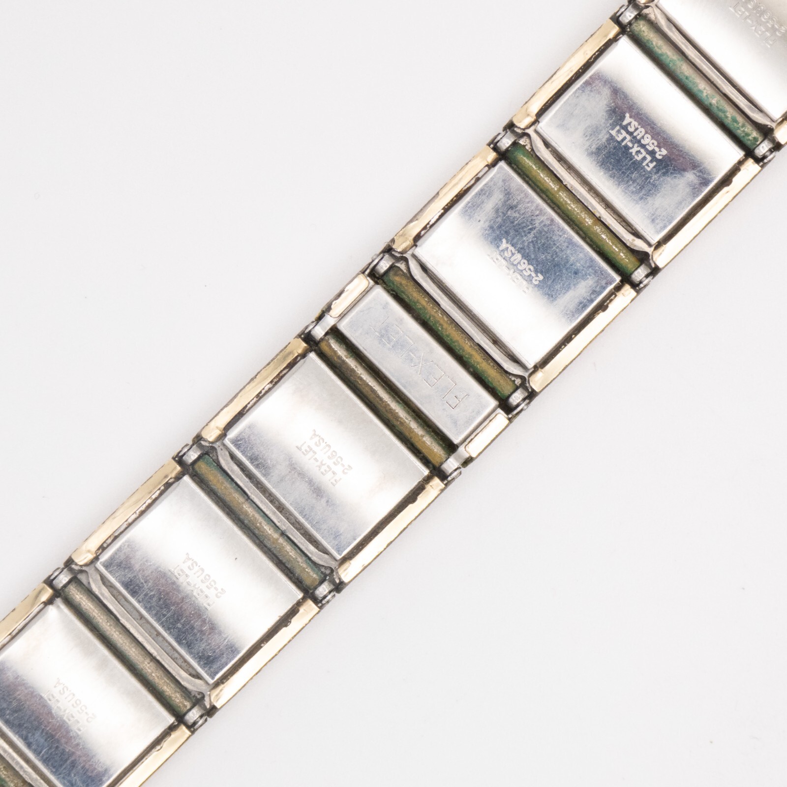 Vintage Flex-Let 17.4mm Gold-Filled Wristwatch Expansion Bracelet, Leather Inlay