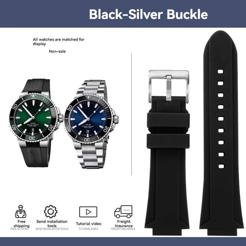 24mm Rubber Watch Strap for ORIS AQUIS 7730 7740 Diving Watchband 24×11/12mm