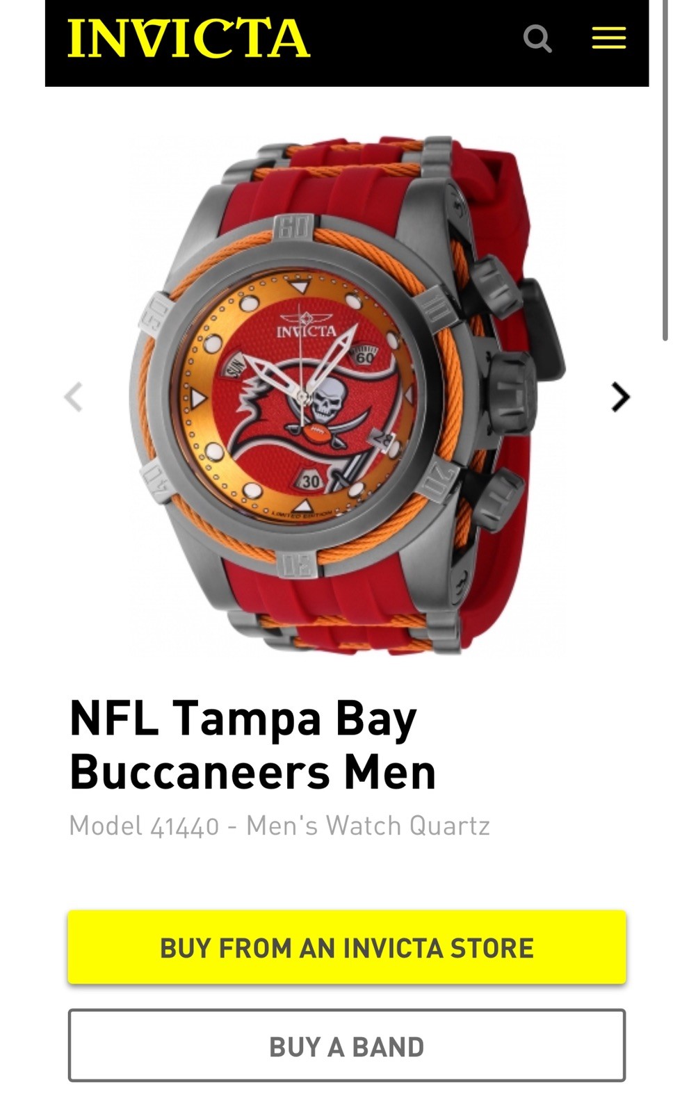 Invicta Chronograph NFL – Tampa Bay Buccaneers 41440 Men’s Watch PLEASE READ