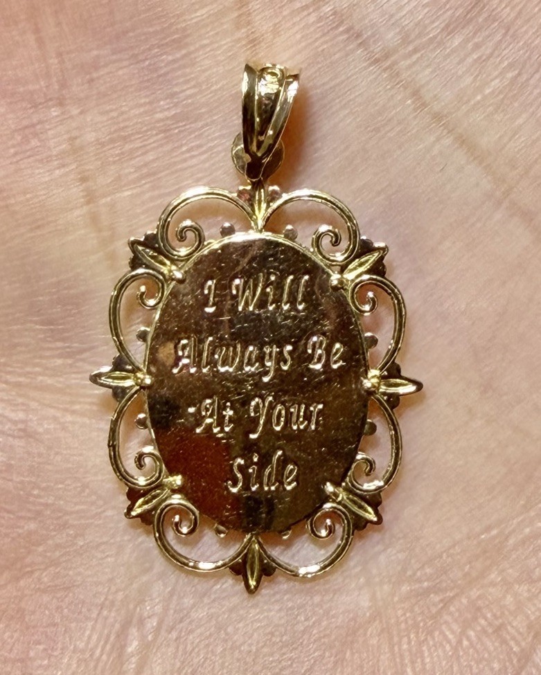 10K Yellow Gold Michael Anthony Diamond Guardian Angel Filigree Pendant