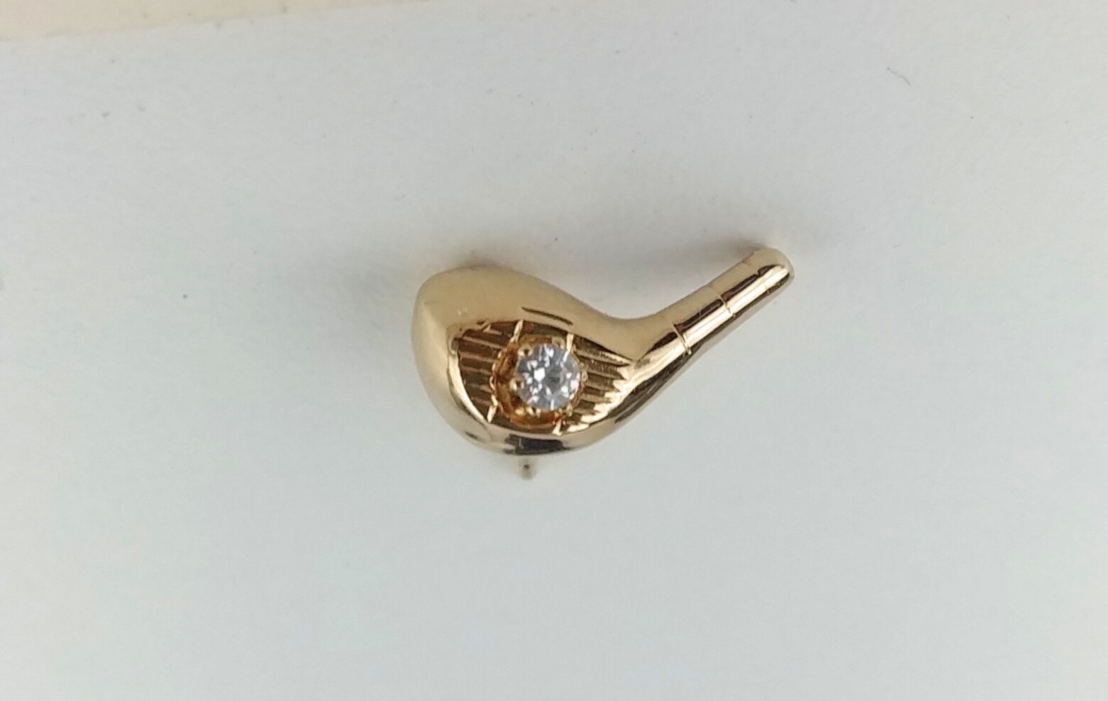 Colibri of London Golf Tie Pin Tack With Stone Driver Head IOB Gold Tone