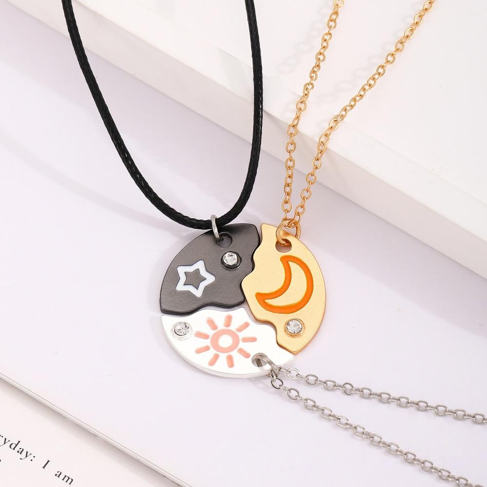 3 Pcs/set New Sun Moon Star Pendant Necklace for Women’s Best Friends Forever Fr