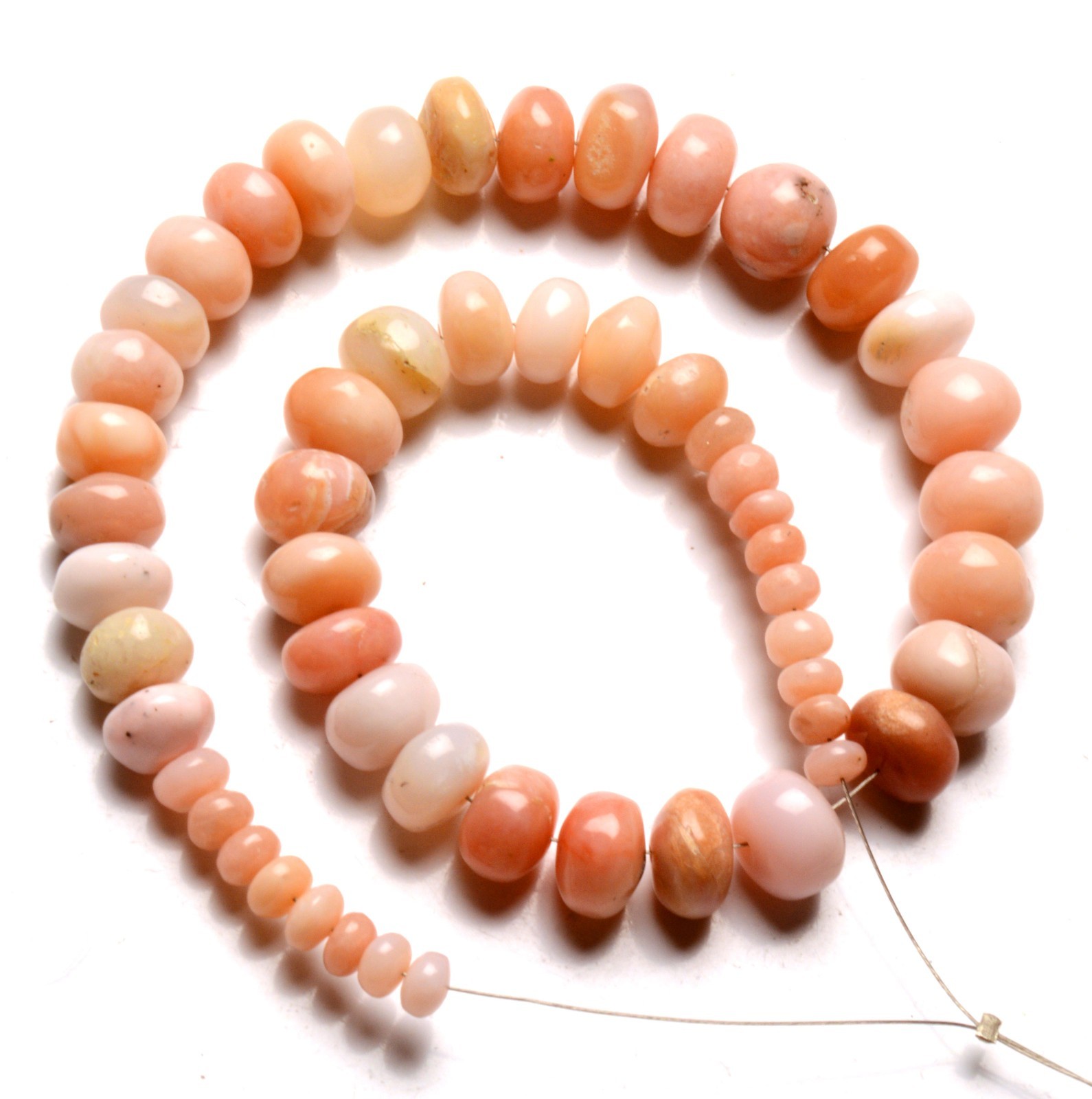 Natural Pink Peru Opal Gems 4 to 10 mm Size Smooth Rondelle Beads 13″ Strand