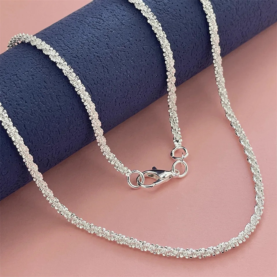 925 Sterling Silver Necklace 2mm Link Chain 40-75cm Adjustable Length Jewelry