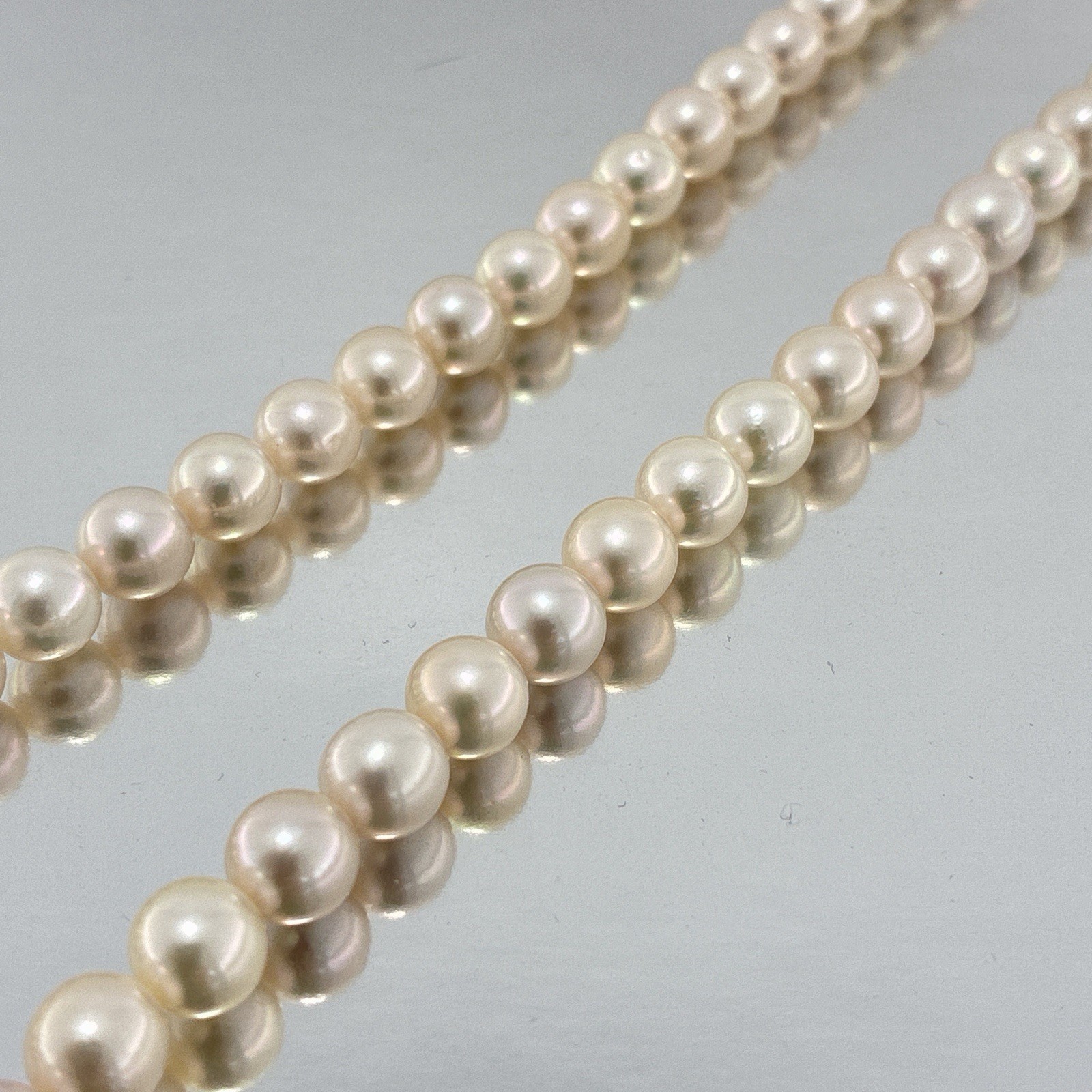 7-7.5mm Pearl Japanese Akoya White-Rose Necklace Silver 17.0″