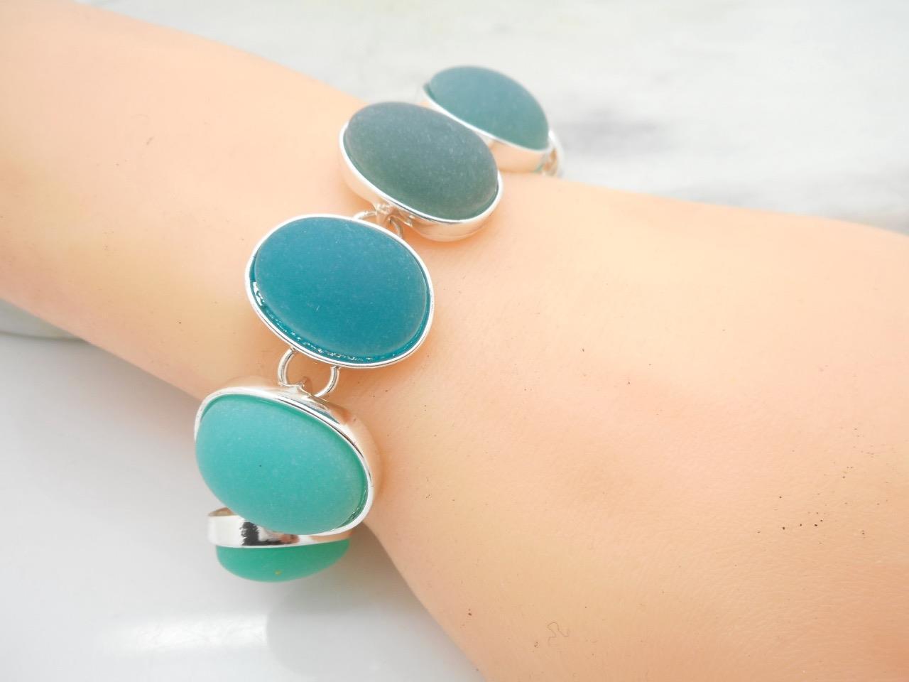 Bohemian Sea Glass Bracelet Beach Theme NEW Magnetic