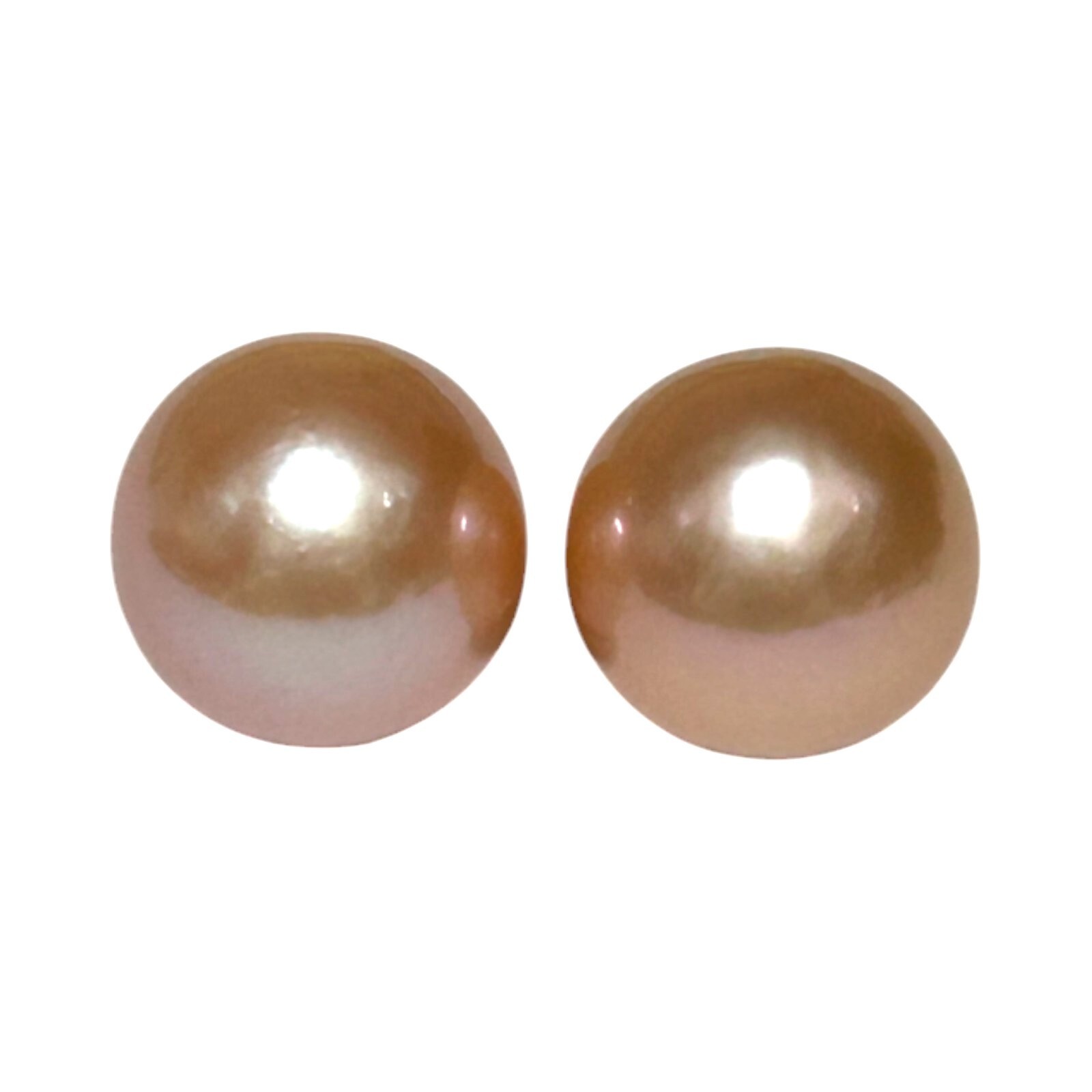 Huge A Pair 12.8 and 12.9mm 30.1 Carats Purple Pink Keshi Round Cultured Pearls