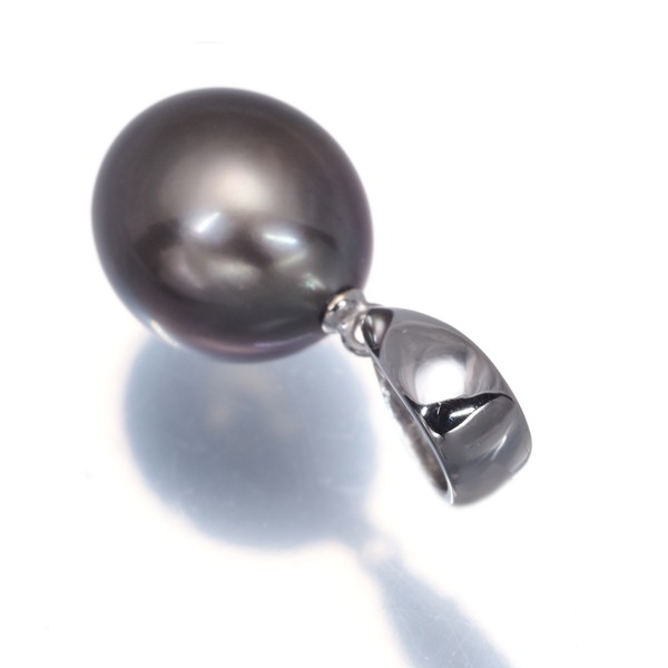 Auth TASAKI Pendant Black South Sea Pearl 10.3mm Solitaire 14K 585 White Gold