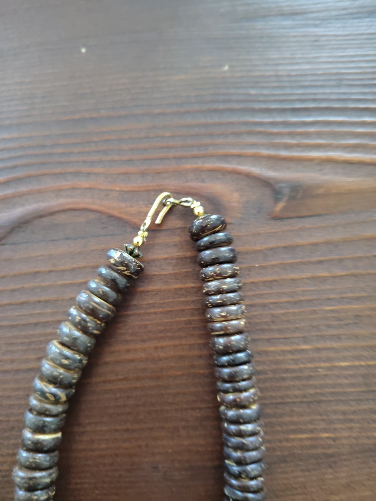 Vintage Hand Painted Leopard Wood – Metal Statement Necklace- Lee Sands