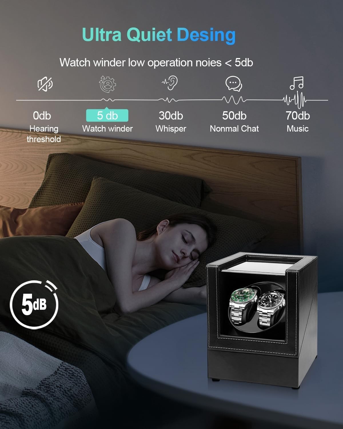 Elegant Double Watch Winder with Soft Lining & USB Power – For Automatic Watches